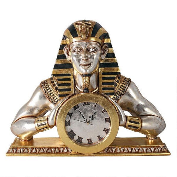 Temple of Heliopolis Egyptian Mantel Clock Statue Roman Numerals
